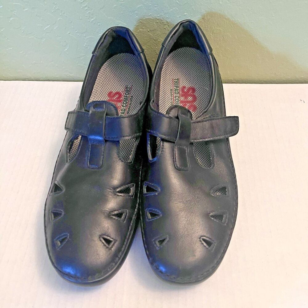 SAS ROAMER Tripad Black Leather Comfort Adjustable Shoes Women's 8.5 Narrow USA